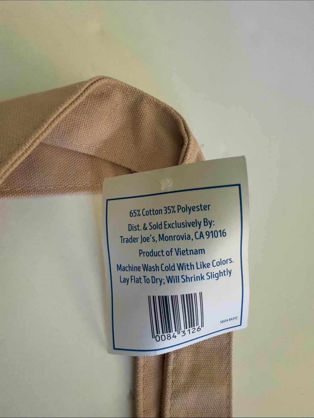 Trader Joe’s Tan/beige cream Stripe Canvas mini Tote Bag new with tags - Picture 4 of 4